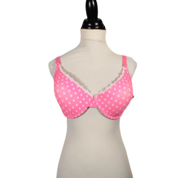 NWT Hot Pink & White Polka Dot Underwire Bra – Size 38DD/40D, Angelyne Style - Picture 1 of 8